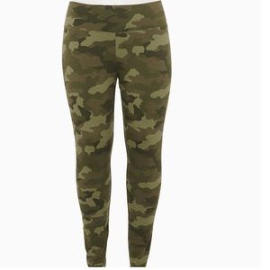 Sonoma Goods For Life Mid-Rise Leggings Camo Green Plus Size 1X Short